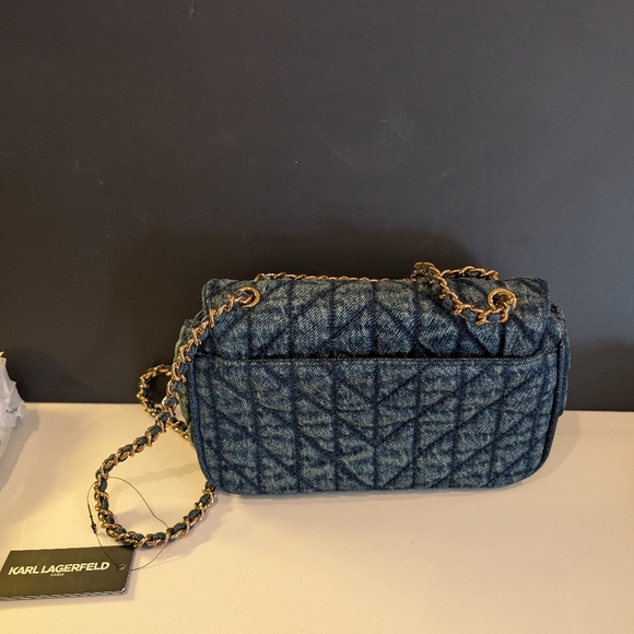 NWT Karl Lagerfeld Denim Quilted Shoulder Bag - Picture 10 of 10